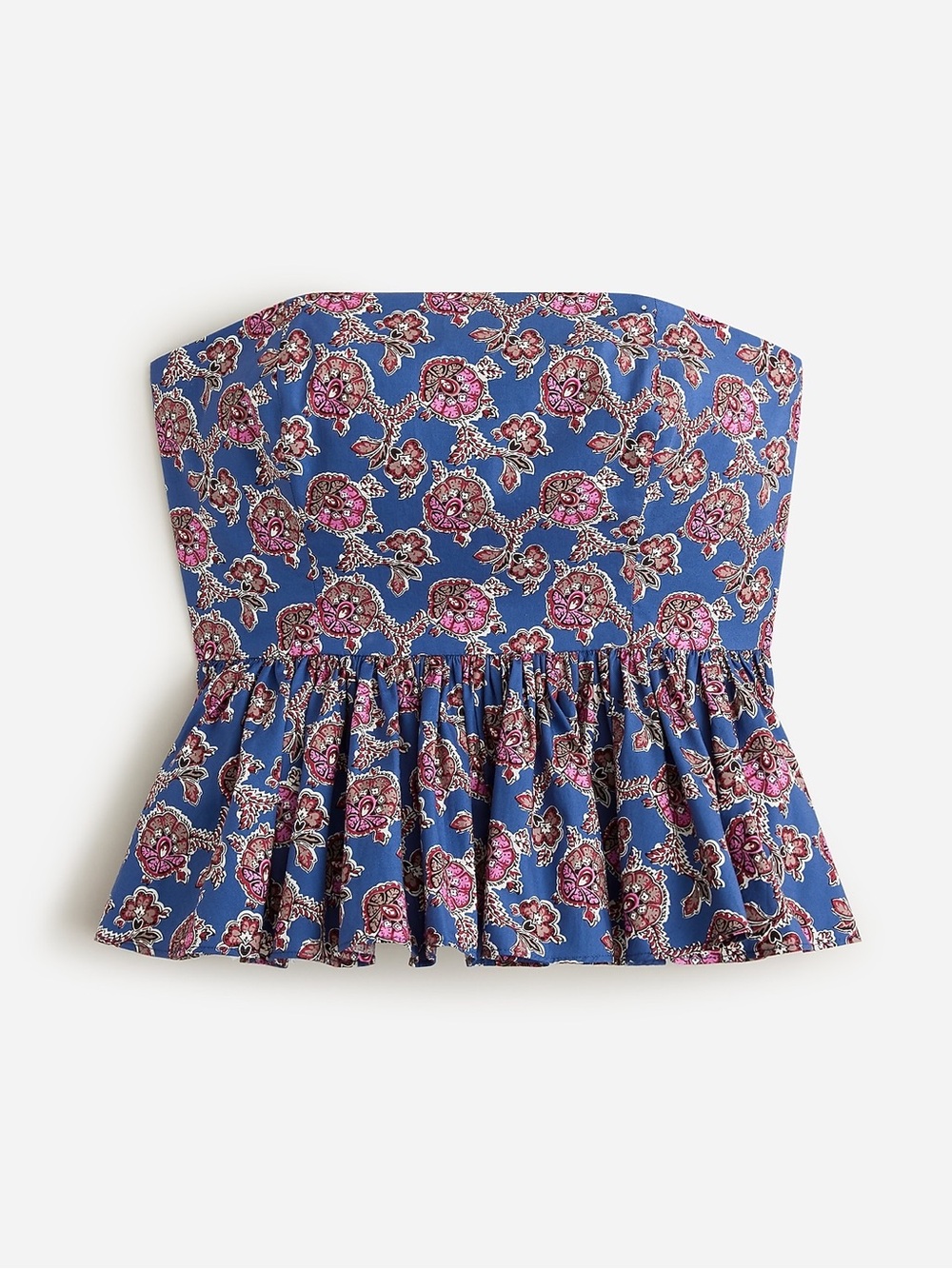 J. Crew Collection strapless peplum top in Ratti® blue blooms print, 12